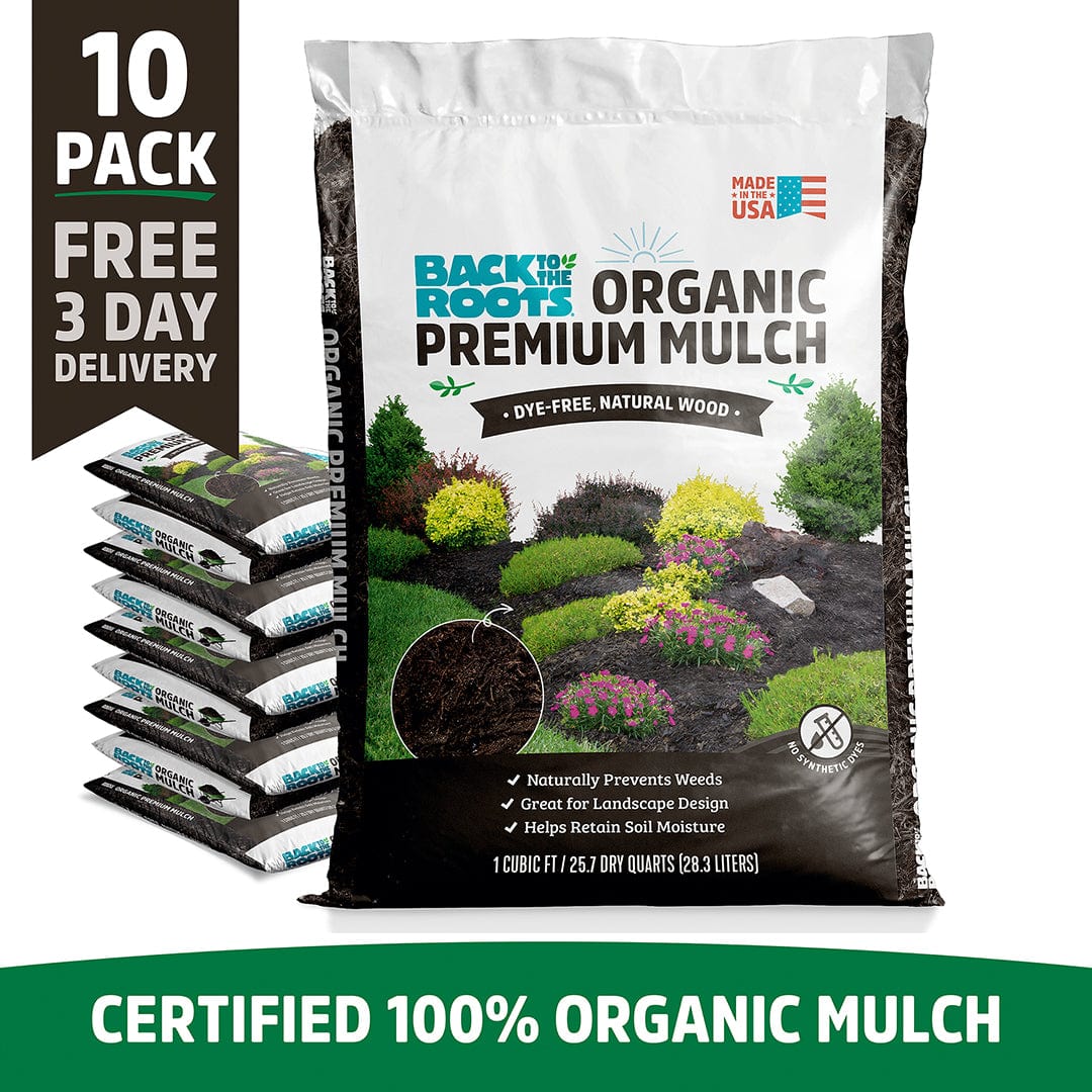 Organic Premium Mulch — Natural Wood (1 cubic ft) 10 Pack — Ready to Use