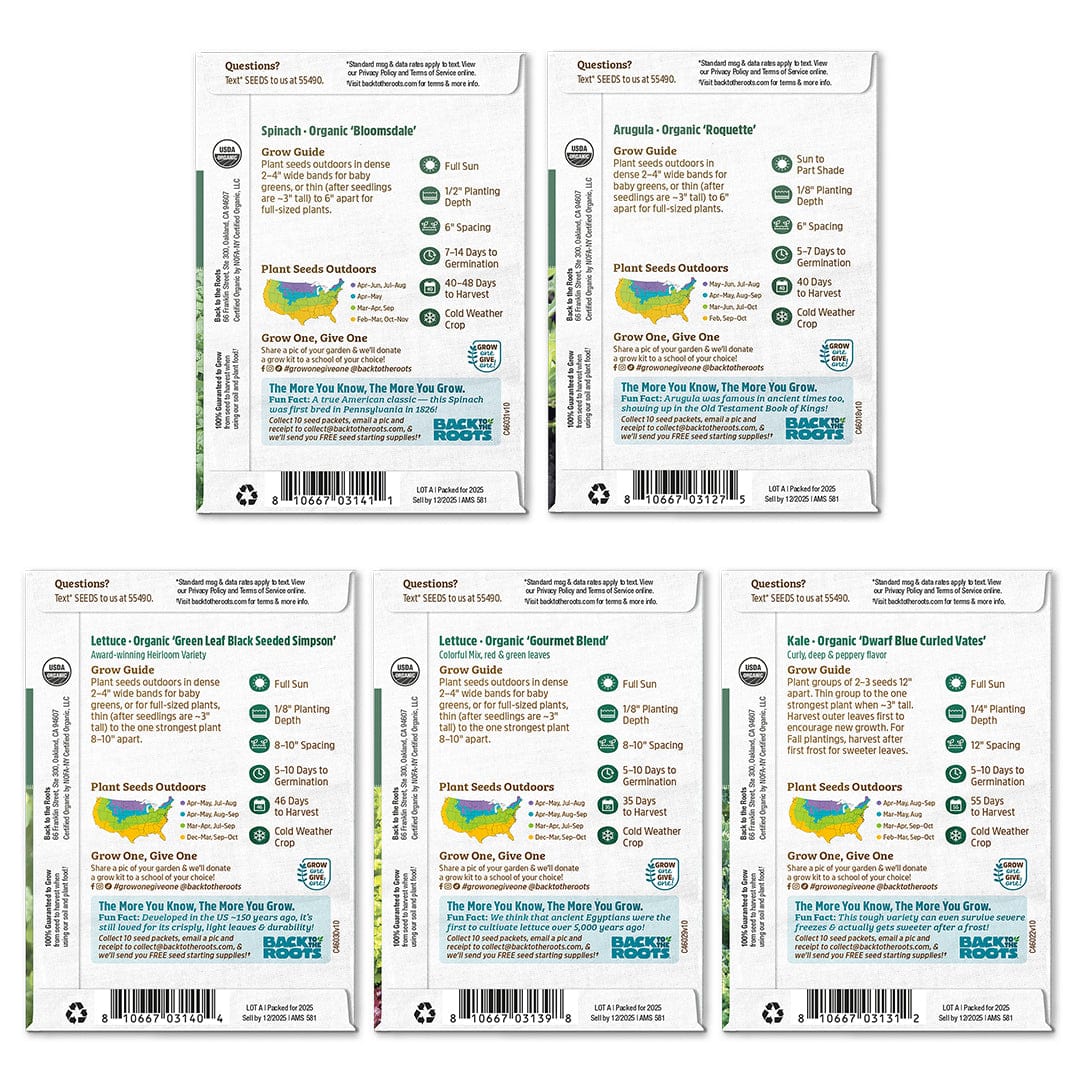 Leafy Greens Seeds 5-Pack Organic Seed Bundle - Image 6