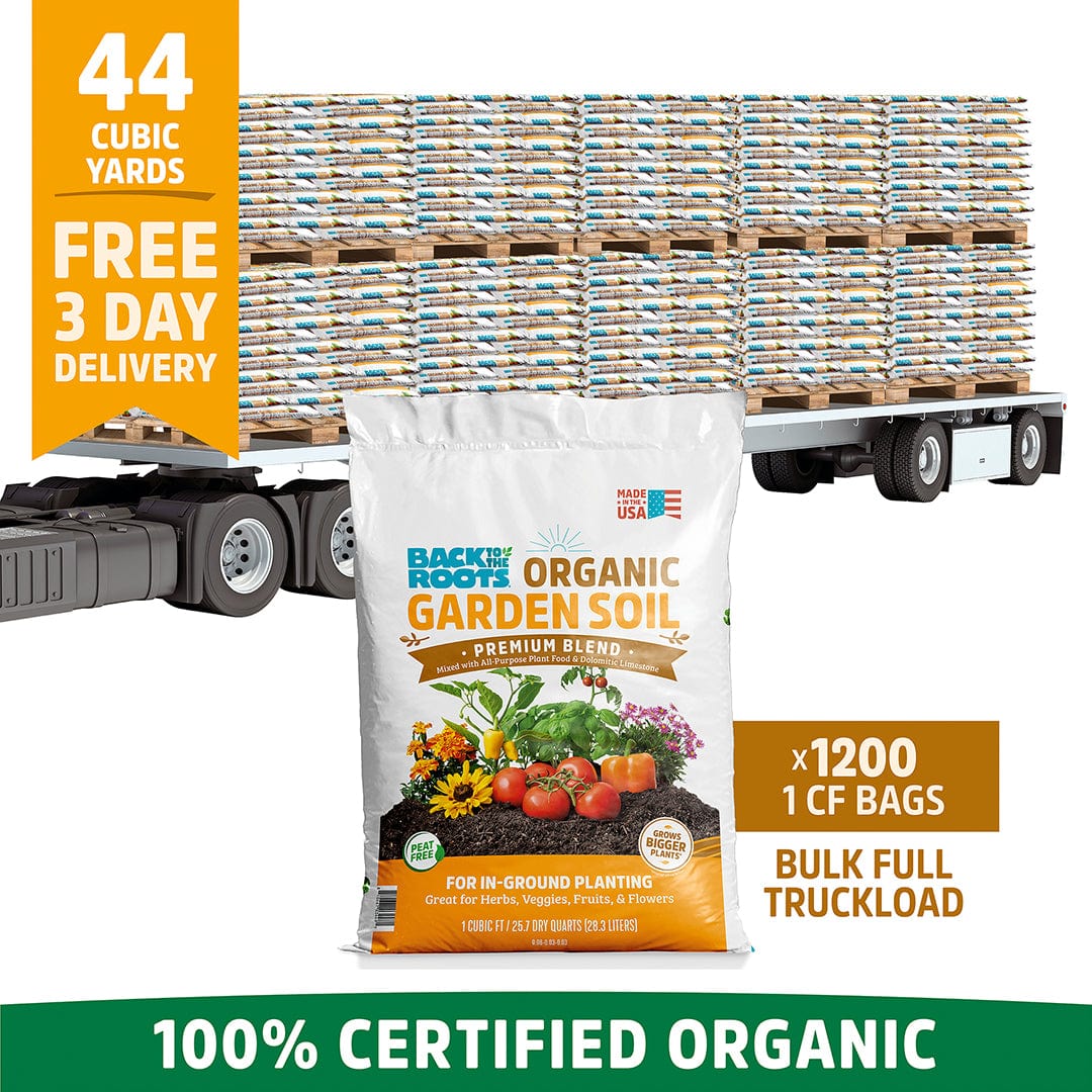 Organic Garden Soil: Bulk Truckload 44 Cubic Yards (20 Pallets | 1200 1CF Bags)