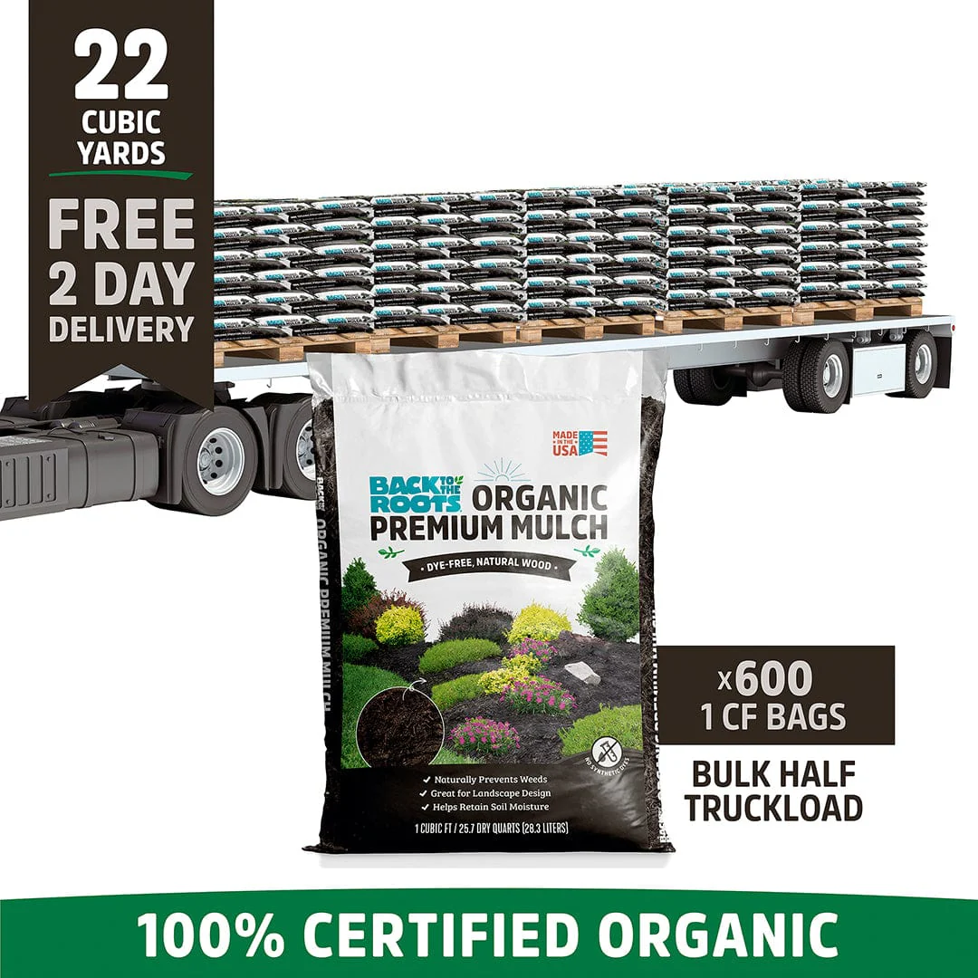 Organic Mulch: Bulk Half Truckload 22 Cubic Yards (10 Pallets | 600 1CF Bags)