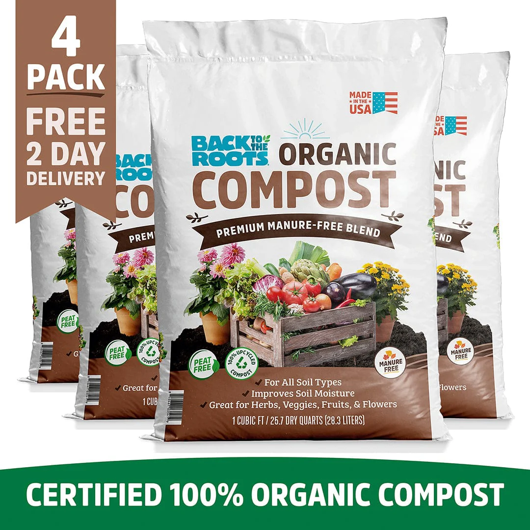 Organic Premium Compost — Manure-Free Blend (1 cu.ft.) 4 Pack — Ready to Use
