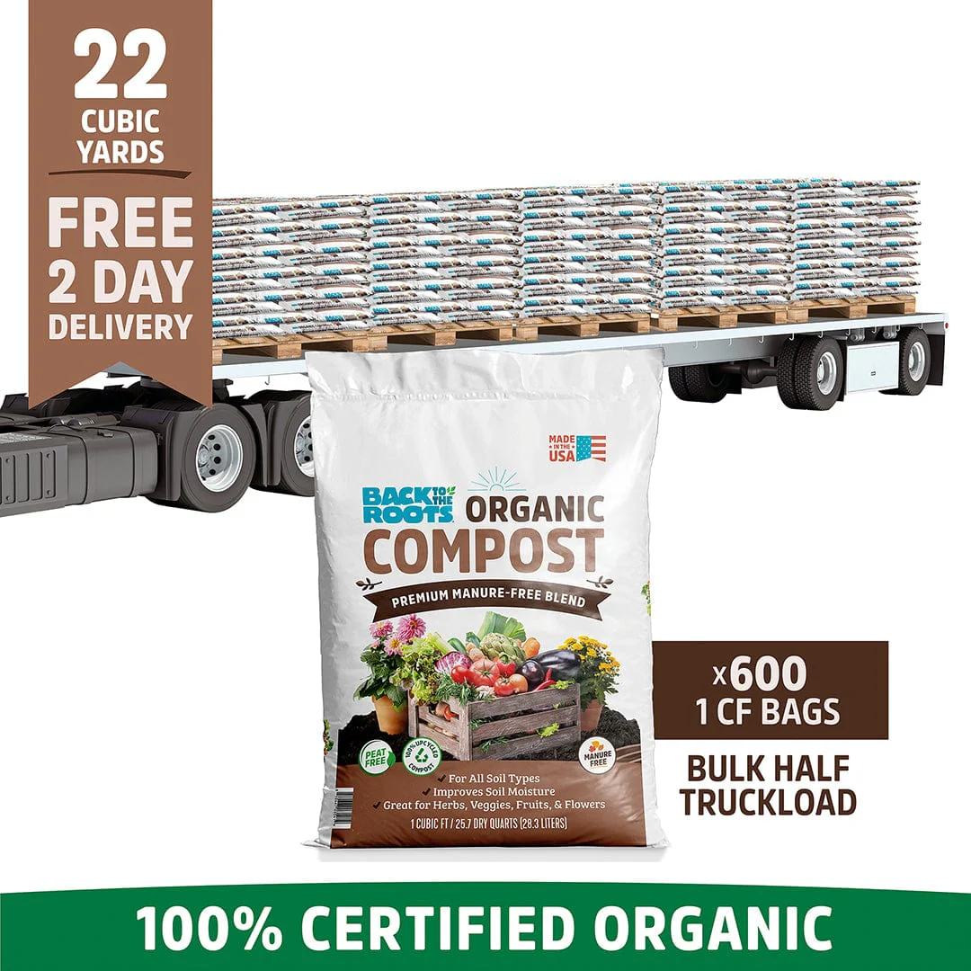 Organic Compost: Bulk Half Truckload 22 Cubic Yards (10 Pallets | 600 1CF Bags)