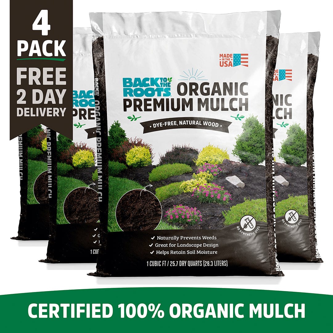 Organic Premium Mulch — Natural Wood (1 cu.ft.) 4 Pack — Ready to Use